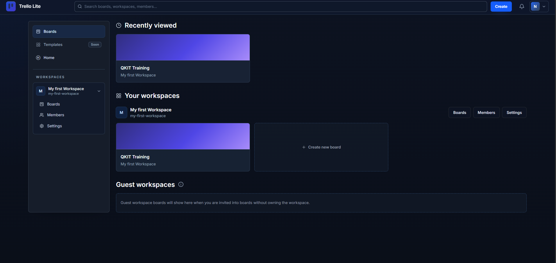 Trello Lite project screenshot